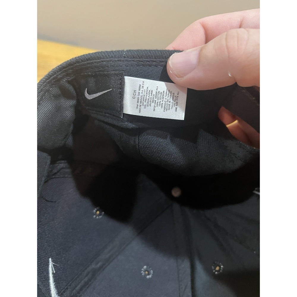 Nike Men's Black Hat Adjustable Cotton Swoosh Logo Ball Cap Vtg NOS - Picture 7 of 8